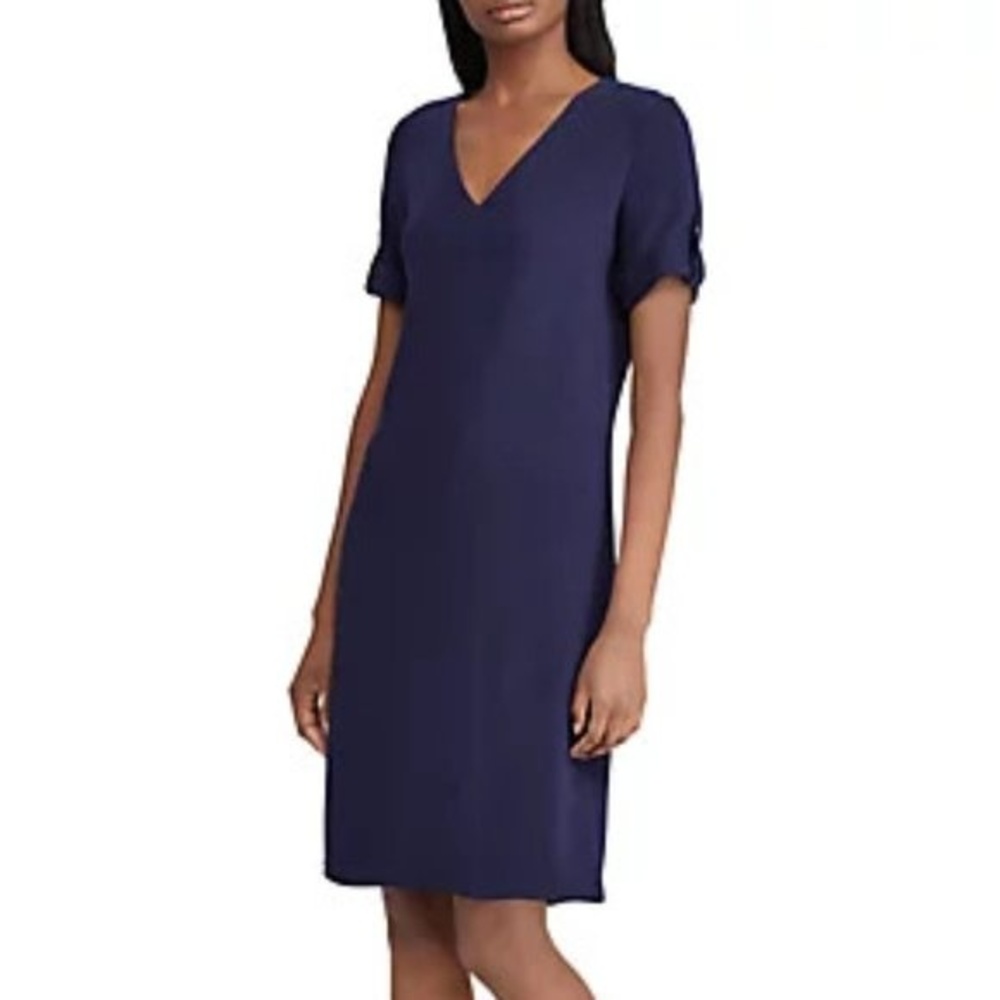 Lauren Ralph Lauren Navy Blue Varintra Short Sleeve Shirt Dress NWT 12 Preppy